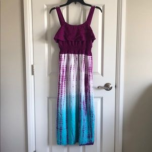 MUDD Purple White Blue Tie-dye Girls Maxi Dress